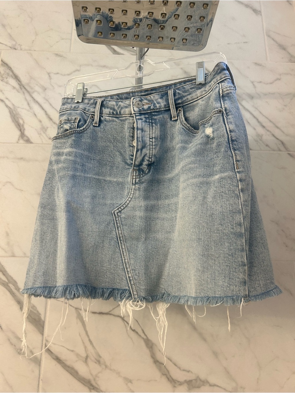 Old Navy Light Blue Distressed Denim Mini Skirt